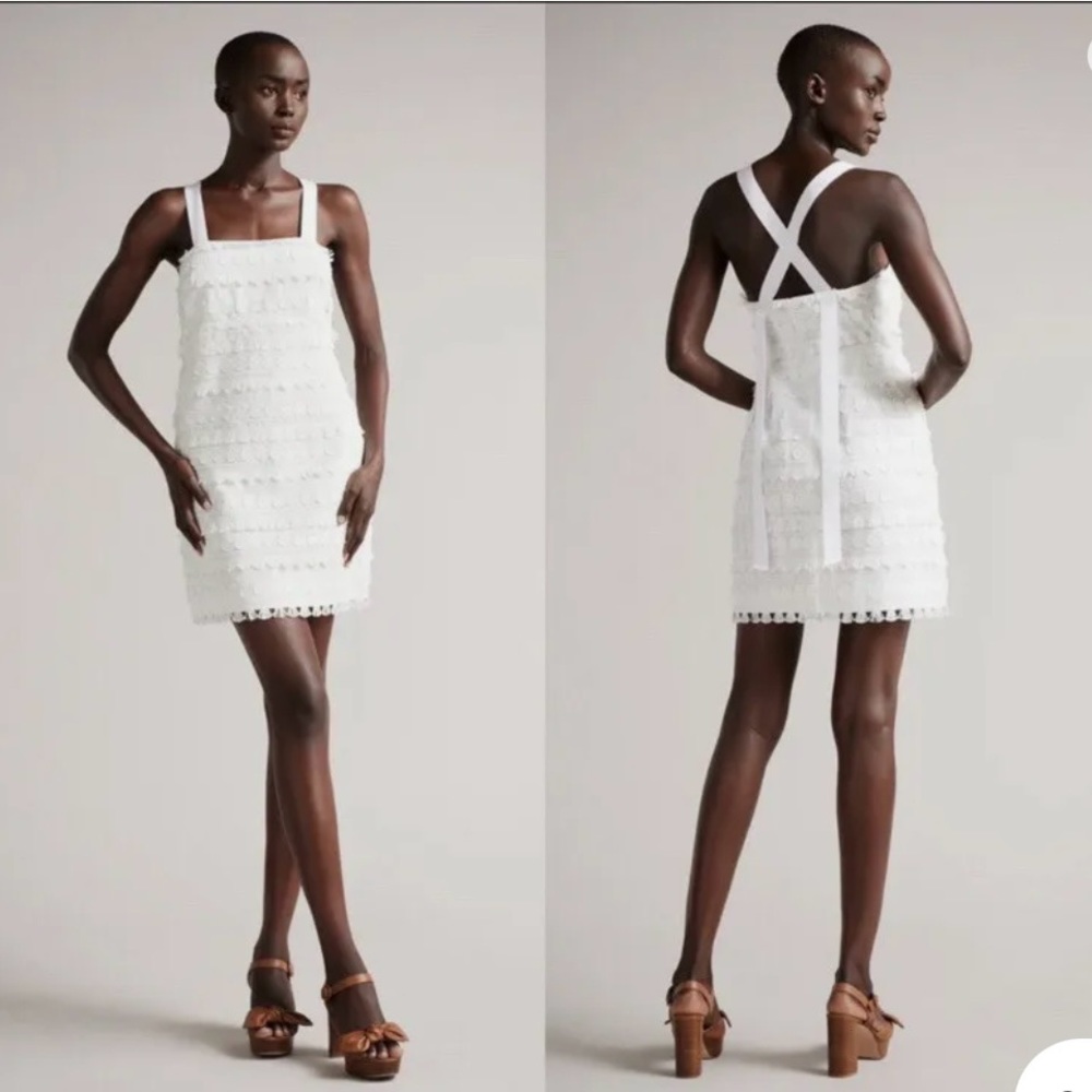 Ted Baker White Eleynor Fringed Hem Woven Dress